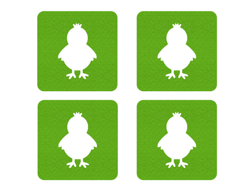 Podstawka kwadratowa pod kubek - Kurczaczek - 10 cm - 4 szt.