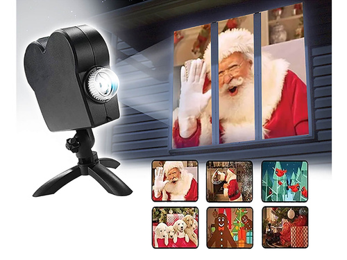 Projektor LED na okno z 12 filmikami na Halloween i Boże Narodzenie - 1 szt.