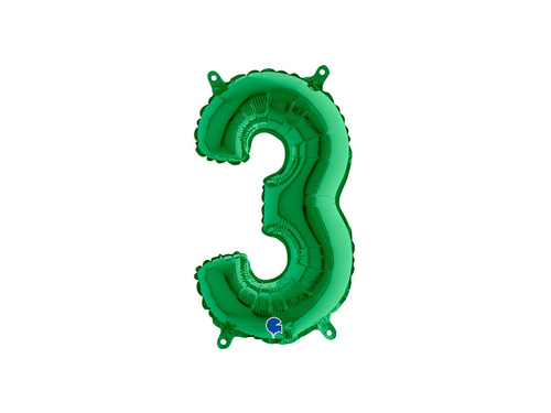 Balon foliowy cyfra 3 zielona - 36 cm - 1 szt.