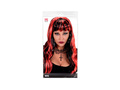 Czarna peruka Halloween z czerwonymi pasemkami