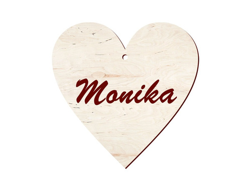 Zawieszka drewniana serce z imieniem na walentynki - 5 cm - 1 szt.