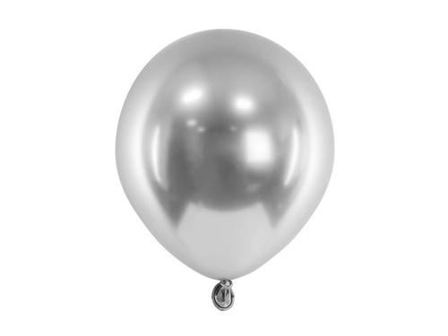 Balony lateksowe Glossy srebrne - 12 cm - 50 szt.