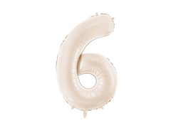 Balon foliowy jasnobeżowa cyfra 6 - 86 cm - 1 szt.