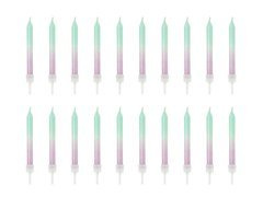 Świeczki urodzinowe ombre z podstawkami - 20 szt.