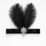 Opaska z piórami Retro czarna - 1 szt.