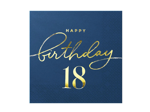 Zestaw kubeczki + serwetki + talerzyki papierowe na 18-ste urodziny - 22 szt.