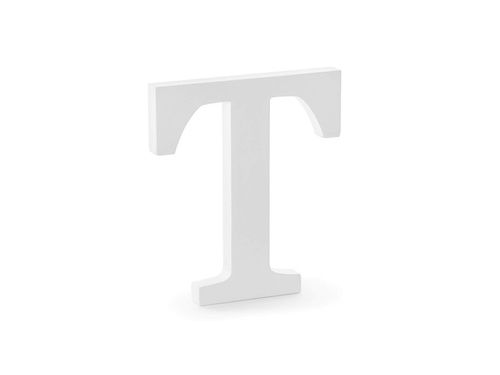 Drewniana dekoracja literka T - biała
