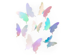 Naklejki motylki holograficzne srebrne - 12 szt.