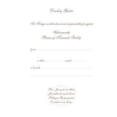 Księga gości na komunię z kielichem - biała - 22 kartki - 1 szt.