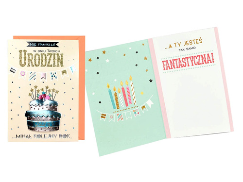 Kartka urodzinowa z kopertą Tort - 1 szt.