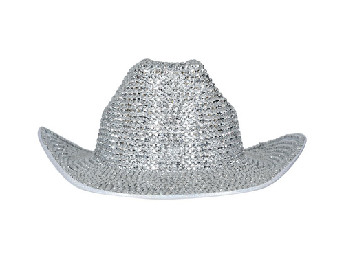 Kapelusz kowbojski z cekinami srebrny - 1 szt.