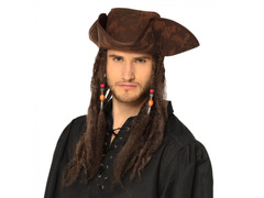 Kapelusz piracki z włosami - 1 szt.
