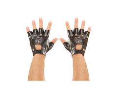 Skóropodobne rękawiczki nabijane ćwiekami bez palców