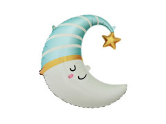 Balon foliowy Księżyc - niebieski - 56x68 cm - 1 szt.