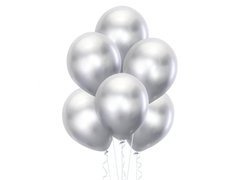 Balony lateksowe srebrne chromowane - 30 cm - 5 szt.