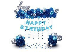 Zestaw balonów Happy Birthday niebiesko-srebrny - 102 szt.
