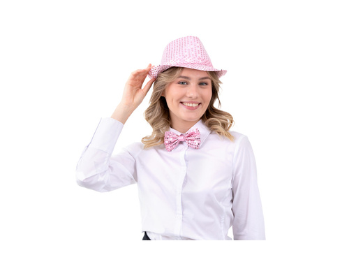 Mucha cekinowa różowa - 7 x 12 cm - 1 szt.