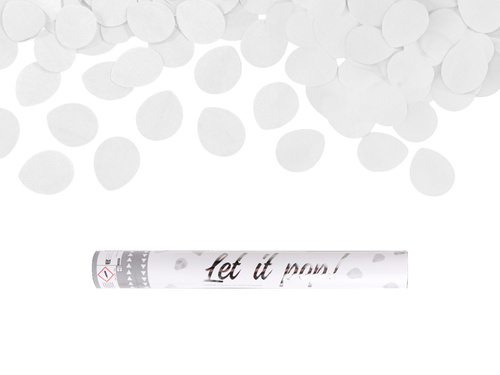 Tuba strzelająca, białe płatki róż, 40 cm, 1 szt.