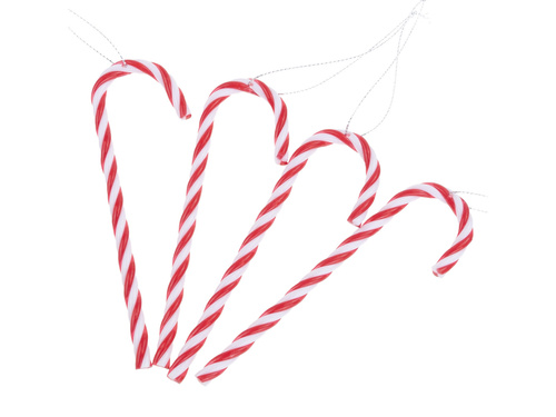Zawieszki choinkowe Laska cukrowa czerwona - 4 szt.