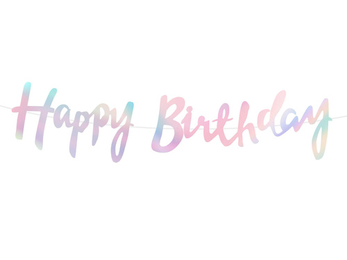 Baner holograficzny z napisem Happy Birthday - 110 cm - 1 szt.