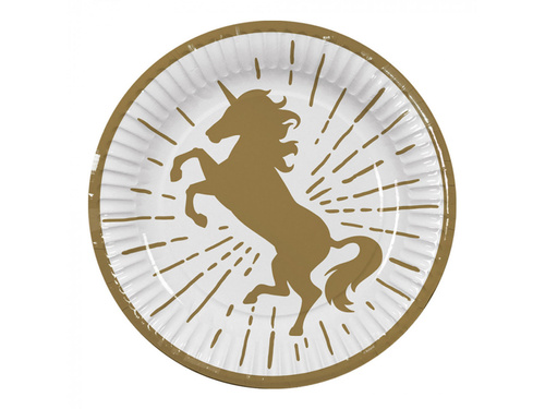 Talerzyki papierowe urodzinowe Jednorożec - 23 cm - 10 szt.