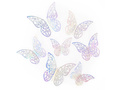 Naklejki motylki koronkowe holograficzne srebrne - 12 szt.