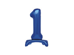 Balon foliowy stojący cyfra 1 niebieski - 76 cm - 1szt.