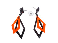 Kolczyki romby pomarańczowo-czarne