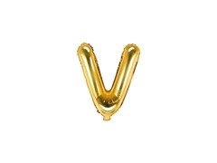 Balon foliowy litera "V" złota - 35 cm