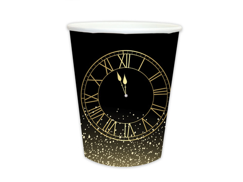 Kubeczki papierowe na Sylwestra Nowy Rok Happy New Year - 250 ml - 6 szt.