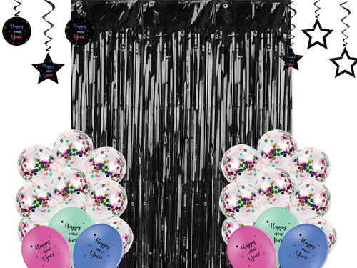 Zestaw dekoracji Happy New Year - 63 szt