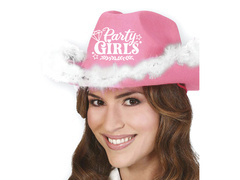 Kapelusz kowbojski Party Girls z futerkiem różowy - 1 szt.
