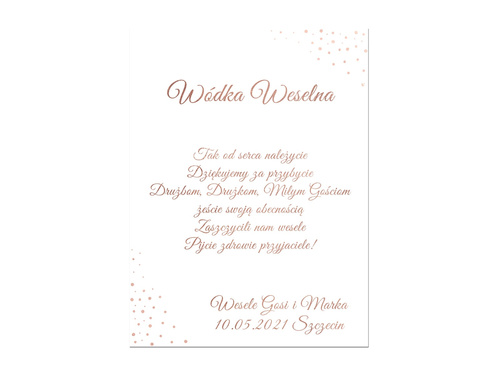 Etykiety personalizowane na butelkę z Wódką Weselną - 9 szt.