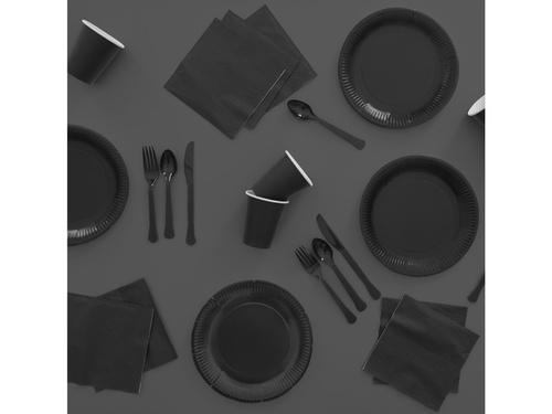 Sztućce plastikowe czarne - 24 szt.