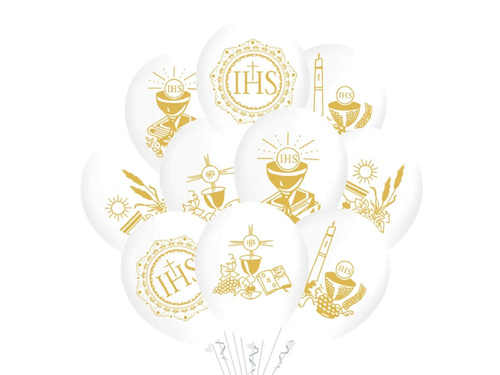 Zestaw balonów na Pierwszą Komunię Świętą - 30 cm - 10 szt.