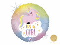 Balon foliowy It's a Girl z jednorożcem - 46 cm - 1 szt.