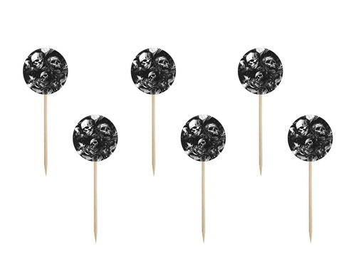 Pikery na tort Upiorne Czaszki - 6 szt.