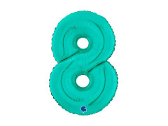Balon foliowy cyfra 8 turkusowy - 26" - 1 szt.