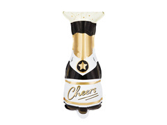 Balon foliowy Butelka szampana Cheers z konfetti - 20 cm - 1 szt.