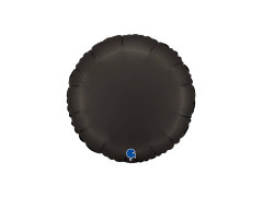 Balon foliowy okrągły satynowy czarny - 14" - 1 szt.