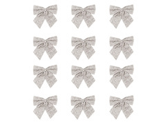 Kokardy srebrne brokatowe - 5 cm - 12 szt.