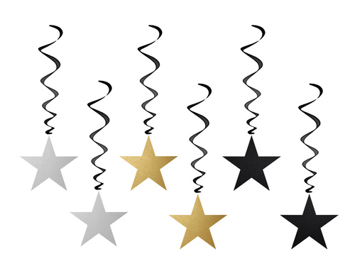 Dekoracja wisząca świderki gwiazdki - 6 szt.