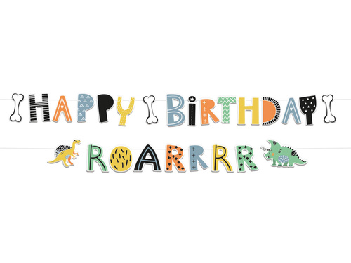 Baner urodzinowy Happy Birthday Dinozaury - 2 szt.