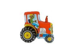 Balon foliowy do patyka Traktor czerwony - 36 cm - 1 szt.