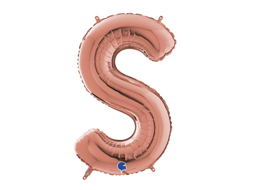 Balon foliowy litera S różowe złoto - 66 cm - 1 szt.