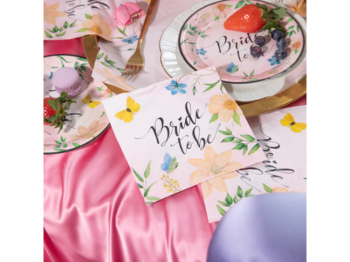 Serwetki w kwiaty z napisem Bride To Be - 33 cm - 10 szt.