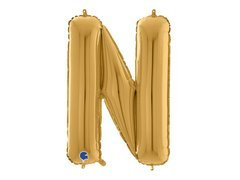 Balon foliowy złota litera N - 66 cm - 1 szt.