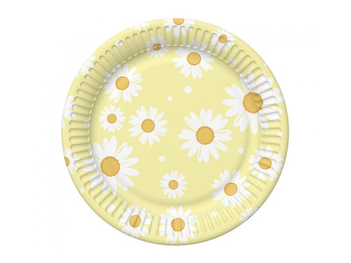 Talerzyki papierowe Stokrotki - 18 cm - 6 szt.