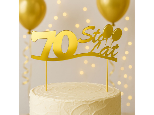 Topper papierowy na tort 70 sto lat - 1 szt.