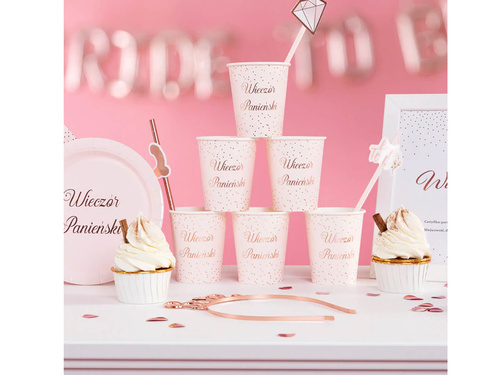 Słomki peniski na wieczór panieński różowe złoto - 8 szt.